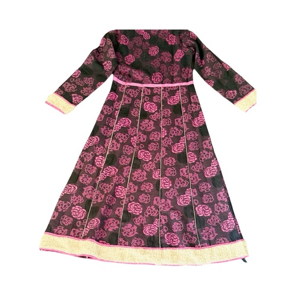Vintage Floral Long Sleeve Dress – Pink Noir Romance (Size S) - Picture 12 of 13